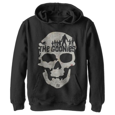 Boy's The Goonies Skull Map Logo Pull Over Hoodie - Black - Medium : Target