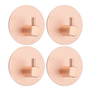Unique Bargains Aluminum Self-Adhesive Rust-proof Bathroom Towel Hooks 4 Pcs - 1 of 3