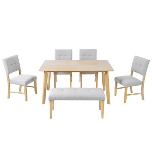 ChicFurnit Dining Sets Rustic Farmhouse Table with Chairs and Bench for Home, Brown, 40.8"*23"*20" - 1 of 4