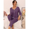 cheibear Women's Long Sleeve Pullover Top with Pants Sleepwear Pajama Sets - 2 of 4