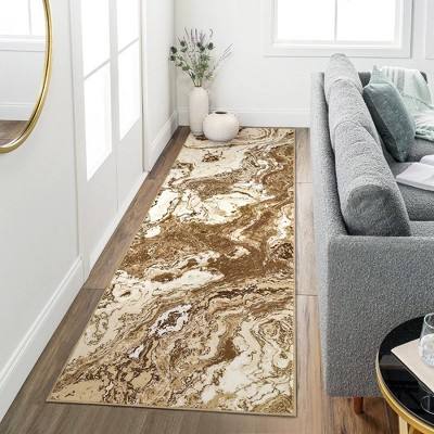 Washable Rugs Abstract Marble Rug, Ultra-Thin Modern Boho Marble Pattern Area Rug Soft Low Pile Luxury Rug for Living Room