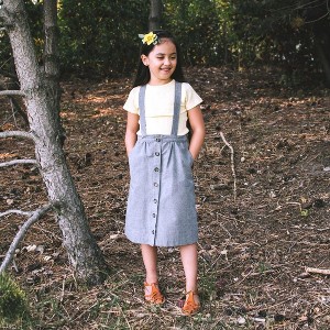 Girl's Organic Twill Pinafore Skirt -Jackalo - 1 of 4