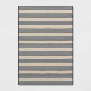 Thick Striped Woven Rectangular Outdoor Area Rug Blue - Threshold™ designed with Studio McGee - 1 of 4