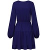 Women's Long Sleeve Tiered Fall Dress V Neck Casual Loose Flowy Short Dress - 3 of 4