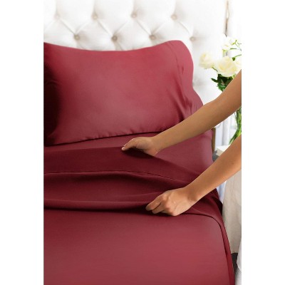 Burgundy King Cotton Polyester Deep Pocket Sheet Set