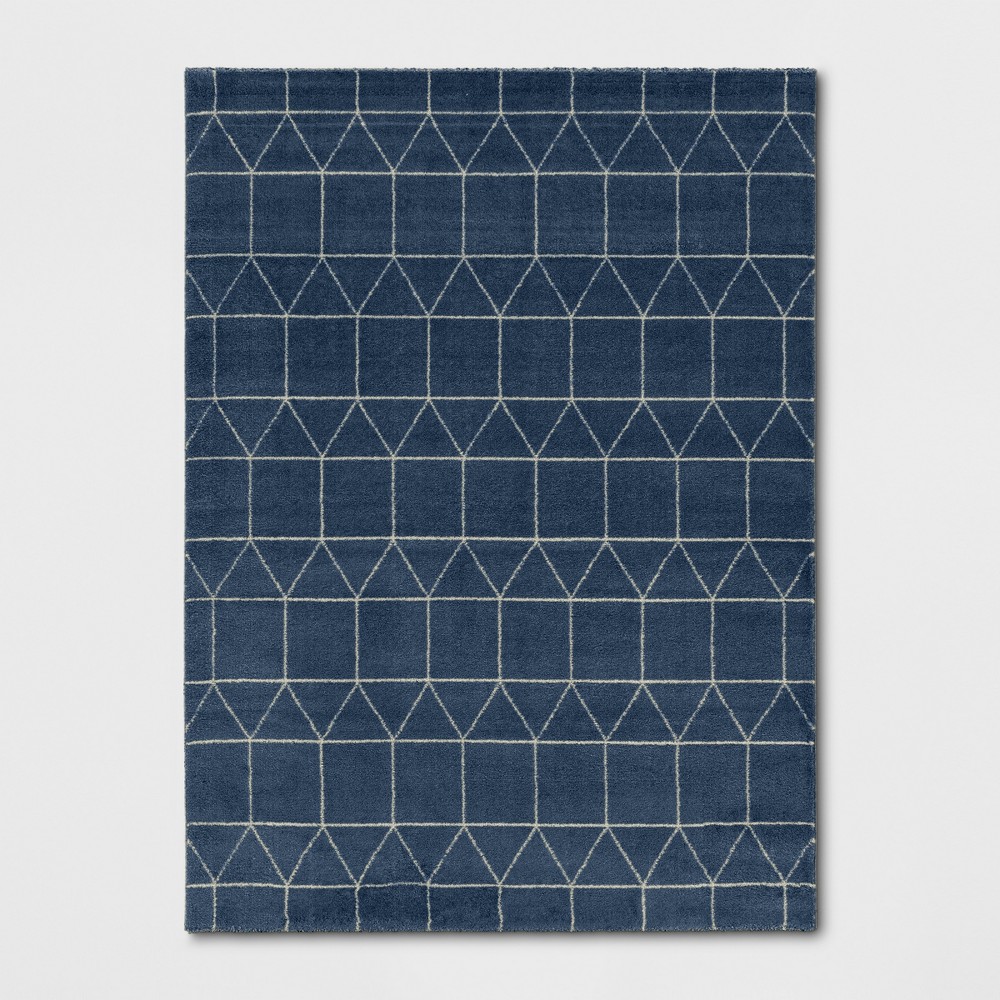 Photos - Area Rug 9'2"x12' Elle Linear Grid Woven  Navy - Project 62™