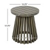 Outdoor End Side Coffee Table for Backyard, Round Table with Slatted Base Design, Sturdy Table with Acacia Wood Frame-Coolbibila - 3 of 4
