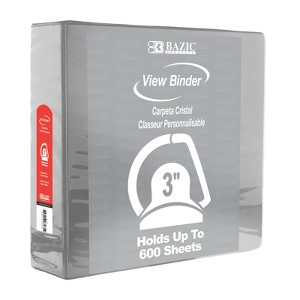 Bazic Products Slant D Ring View Binder with 2 Pockets, 3", Gray (pack of 2) - 1 of 1