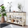 Farmhouse Console Table with 3 Drawers and 2-Tier Open Shelving - 2 of 4