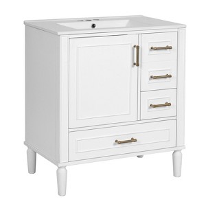 Dexmalle Modern & Functional Design 30" Bathroom Vanity with Built-in Shelf - 1 of 4