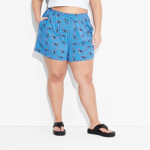 Women s Stitch Graphic Lounge Shorts Blue 1x Target