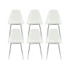 Set of 6 Dining Chairs Kitchen Home Armless Side Chair Silver Metal Legs - Silver - 4 of 4