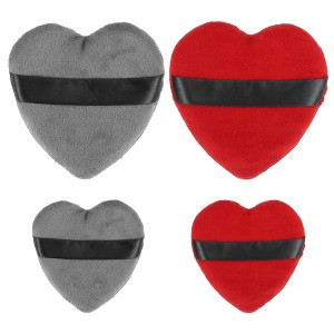 Unique Bargains Soft Heart Shape Puff Loose Powder Blender Beauty Makeup Tool Short Plush 4 Pcs - 1 of 4