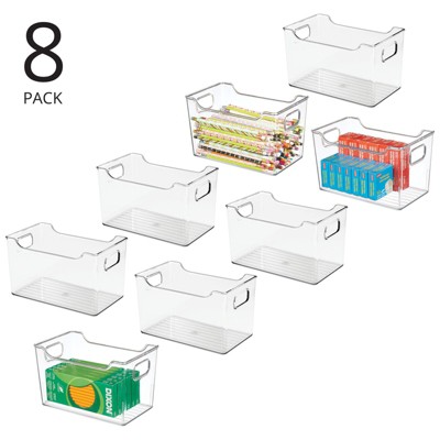 Clear Cube Lidded Office Organizer Bin with Handles 10"x12.75"