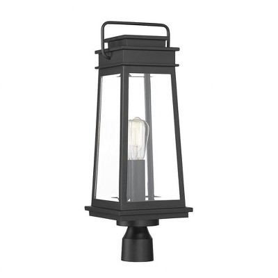 Matte Black 1-Light Outdoor Post Lantern with Clear Glass