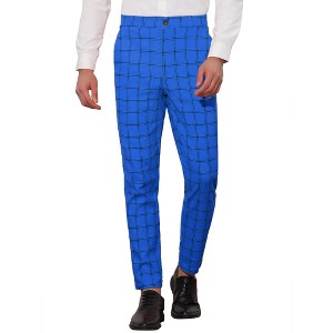 Lars Amadeus Men's Flat Front Skinny Checked Pattern Dress Pants - 1 of 4