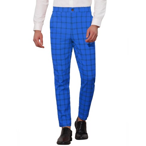 Lars Amadeus Men's Flat Front Skinny Checked Pattern Dress Pants - image 1 of 4