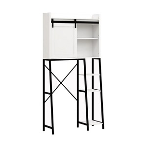 VANIRROR Over The Toilet Storage Cabinet With Sliding Barn Door, Bathroom Behind Toilet Shelf Organizer With Adjustable Shelves For Laundry - 1 of 3