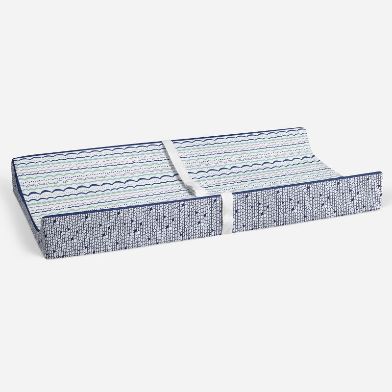 Bacati - Noah Printed Garland Mint/Navy Quilted Changing Pad Cover, 4 of 10