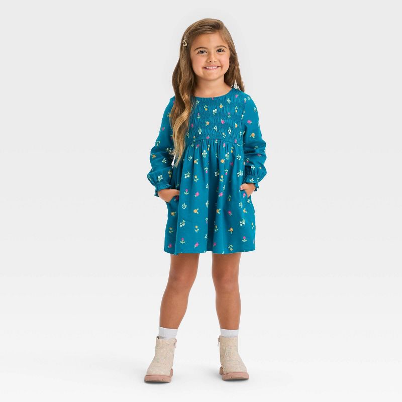 Toddler Girls' Floral Twill Long Sleeve Dress - Cat & Jack™, 4 of 9