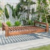 Twin Size Outdoor Acacia Wood Porch Swing Bed with Hemp Ropes, Minimalist  Seating Group, 400lbs Weight Capacity - Coolbibila - 2 of 4