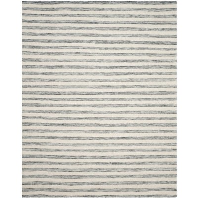 Gray and Ivory Wool Flat Woven 8' x 10' Area Rug
