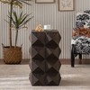 Okak 23.6" Square Side Table with Carved Wood Pattern Coffee Tables Retro Nightstand for Bedroom, Vintage Accent Table - 4 of 4