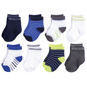 Hudson Baby Infant Boys Cotton Rich Newborn and Terry Socks, Navy Charcoal - 1 of 1