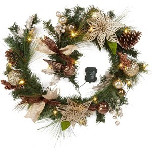 TackView 6 Ft Pre-Lit Christmas Garland with 20 Led Lights, Xmas Garland, Garland with Timer for Mantle Staircase Table Decoration - 1 of 4