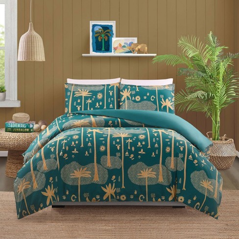 3pc Jungalow by Justina Blakeney Queen Cosmic Desert Duvet Set Green - image 1 of 4