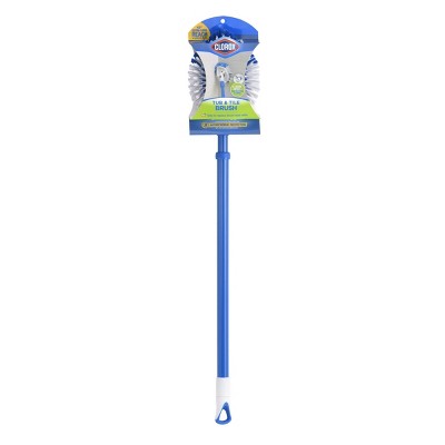 Blue and White Extendable Tub and Tile Brush with Antimicrobial Bristles