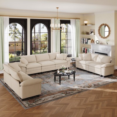 Captiva Designs Cloud Modular Sectional Sofa Set, 3-Piece 7-Seater Upholstered Couches for Living Room