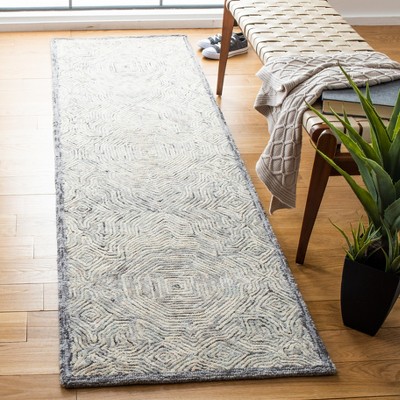 Hand-Tufted Silver Wool Ikat Runner Rug 2'3" x 8'