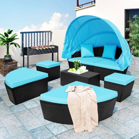 Circular wicker patio deals furniture