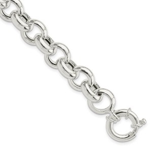 Black Bow Jewelry 11.5mm Sterling Silver Hollow Rolo Chain Bracelet, 8 Inch - 1 of 4