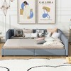 MAYEERTY Queen & Twin XL Size Upholstered Platform Bed, Mother & Child Bed PU Leather, Bedroom, Gray - 2 of 4