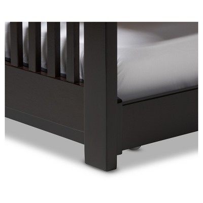Twin Dark Brown Solid Wood Platform Bed with Trundle