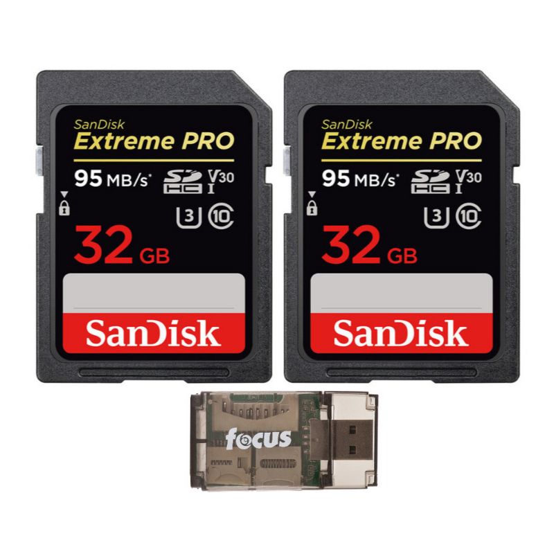 SanDisk Extreme PRO 32GB SD Memory Card (2-Pack) with Card Reader Bundle, 1 of 4