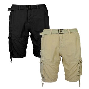 Galaxy By Harvic 2-Pack Men's Vintage Cotton Cargo Belted Shorts (Sizes, 30-42) - 1 of 3
