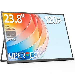 23.8" Large Portable Monitor, FHD 120HZ 100% SRGB IPS USB-C HDMI Work Home Gaming Second Monitor W/180° Adjustable Stand for Laptop, MacBook, Phones - 1 of 4