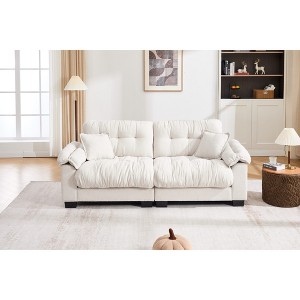 90.1'' Chenille Pleated 3-Seater Sofa with Dense Foam Cushion and Spring Support - 1 of 4
