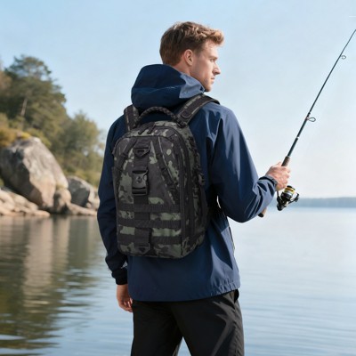 Unique Bargains Waterproof Sling or Backpack Style Fishing Tackle Backpack Camouflage — фото 2