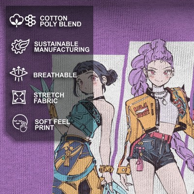 KPop Demon Hunters Girls' KPop Demon Hunters HUNTR/X Manhwa Comic Group Shot T Shirt - Purple Berry - Medium — фото 4
