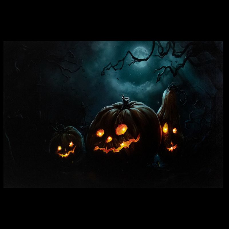 Northlight LED Lighted Spooky Halloween Jack-O-Lanterns Canvas Wall Art 23.5"  x 15.75", 4 of 6