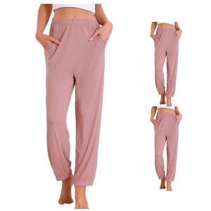 INSPIRE CHIC Women 2 Pcs Pajama Pants Soft Comfy Ankle Length Elastic Waistband With Pocket - 1 of 4
