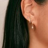 3 Pairs Small Gold Hoop Earring, 14K Gold Plated Earring Stacks Butterfly Heart Star Moon Bow Four Leaf Rhombus Round CZ Pearl - 3 of 4