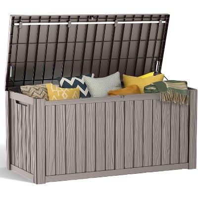 YARDGRACE large gallon resin deck box, lockable terrace indoor and outdoor storage box, waterproof storage box