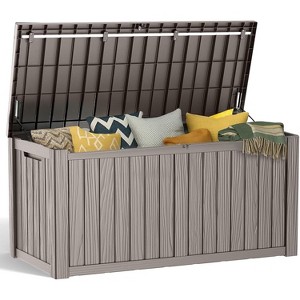 YARDGRACE large gallon resin deck box, lockable terrace indoor and outdoor storage box, waterproof storage box - 1 of 4