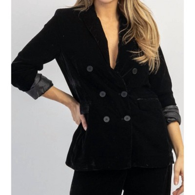 Women's ELTON VELVET PEAK LAPEL BLAZER - SANS SOUCI