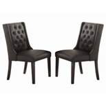 Set of 2 Button Tufted Royal Dining Chair Brown - Benzara